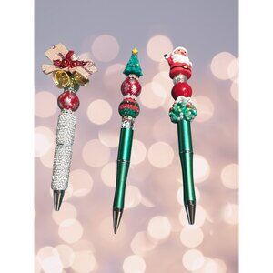 Handcrafted Christmas-Embellished Themed Ballpoint Pens With Festive Charms & De